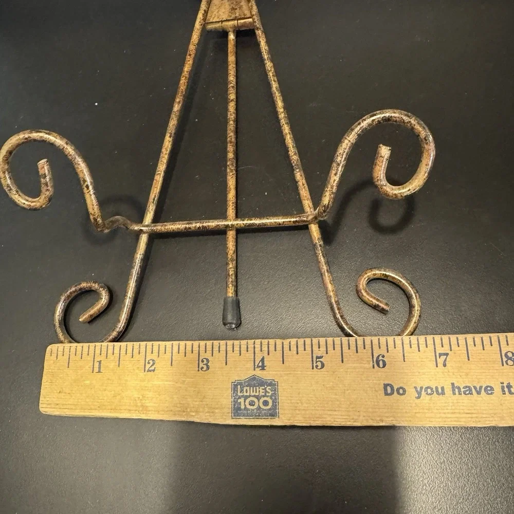 Vintage Easel Picture Art Photo Holder Display Wall Mounted Stand Brass Metal
